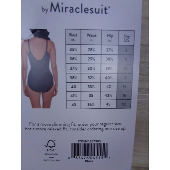 Miradonna by Miraclesuit Womens Swimsuit Black‎ Twist With Mesh Slimming 10 - Picture 6 of 6